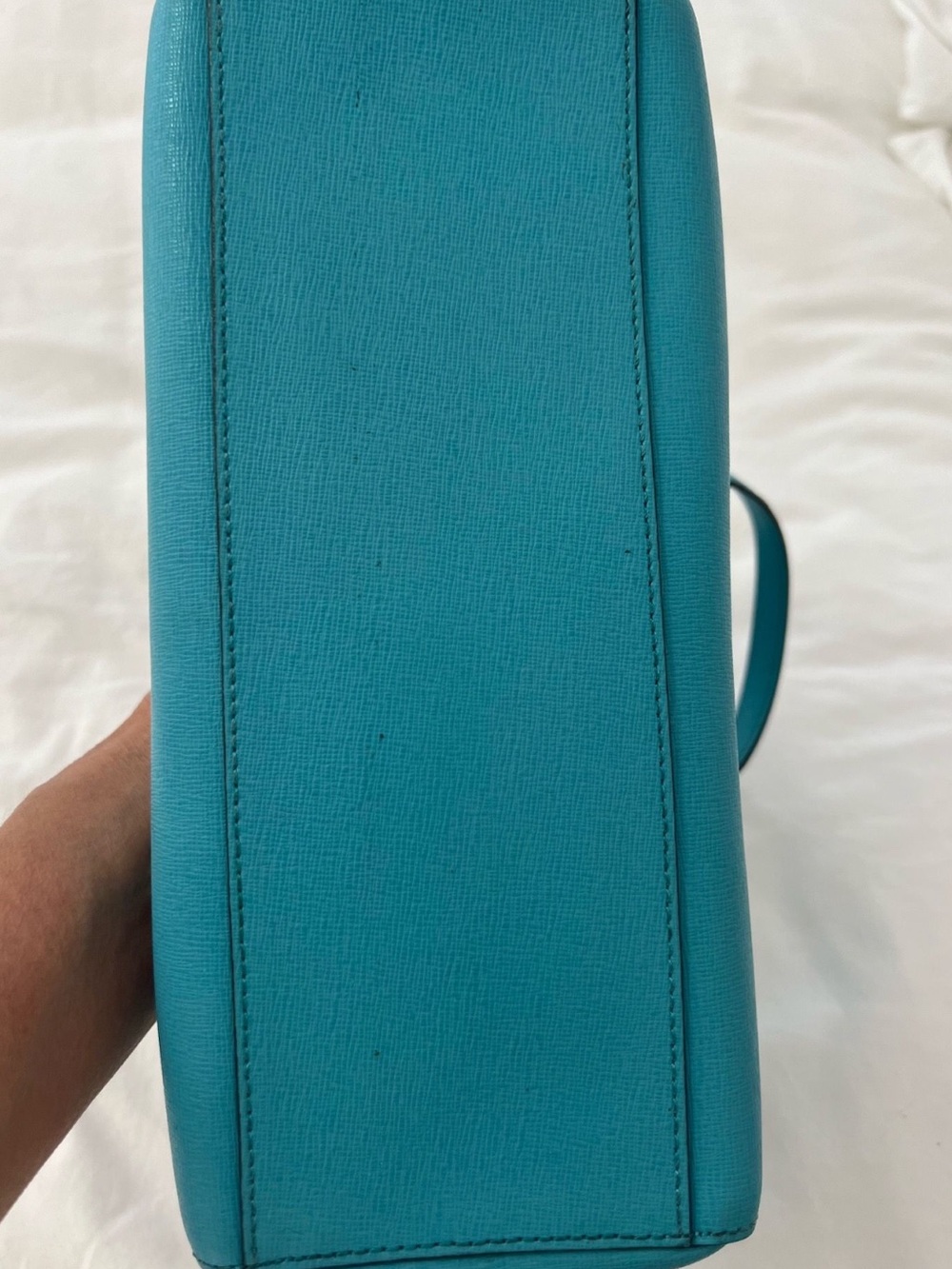 Coach Turquoise Leather Satchel with Silver Hardware - Picture 4 of 7